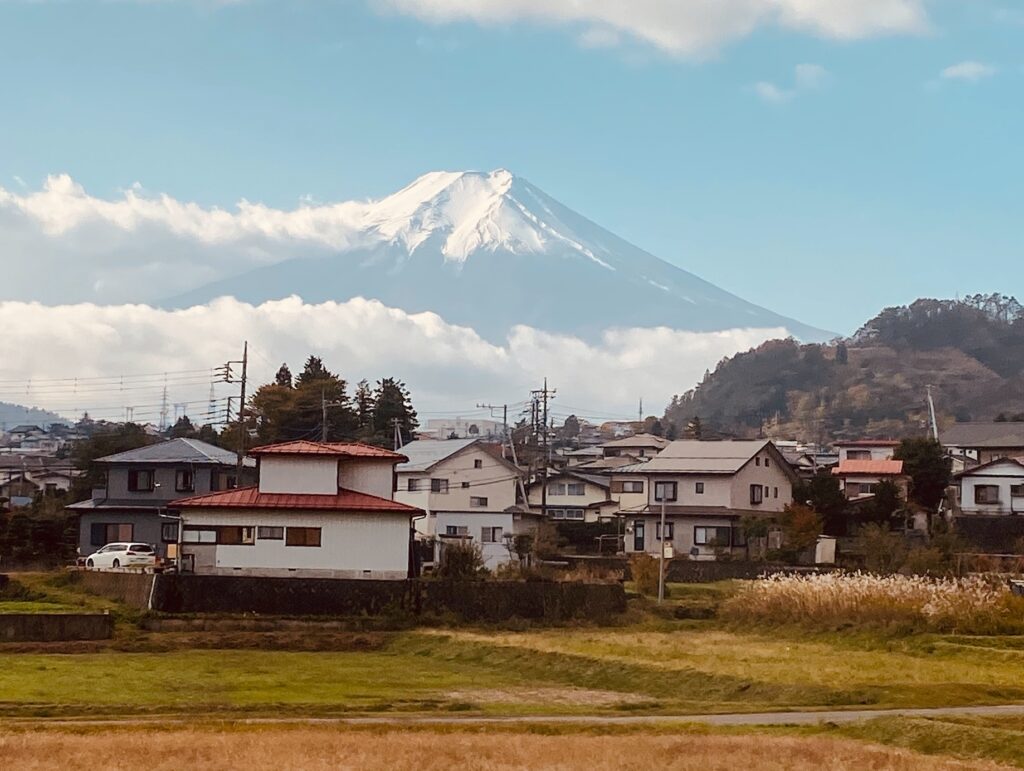 Japan country side with Mount Fuji in the background